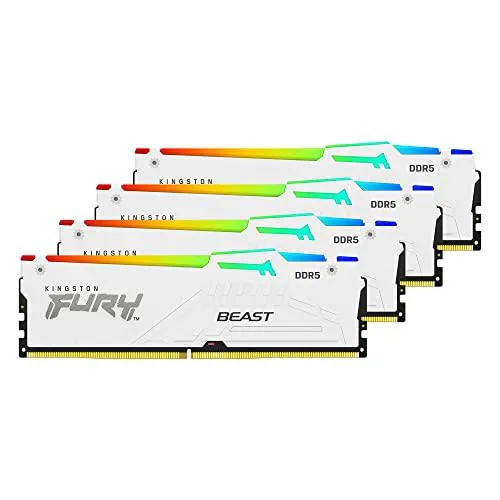 Kingston Technology Corp. Kingston Technology Corp. 64GB DDR5-5600 CL40 desktop RAM 4-module kit FURY Beast White RGB — product photo