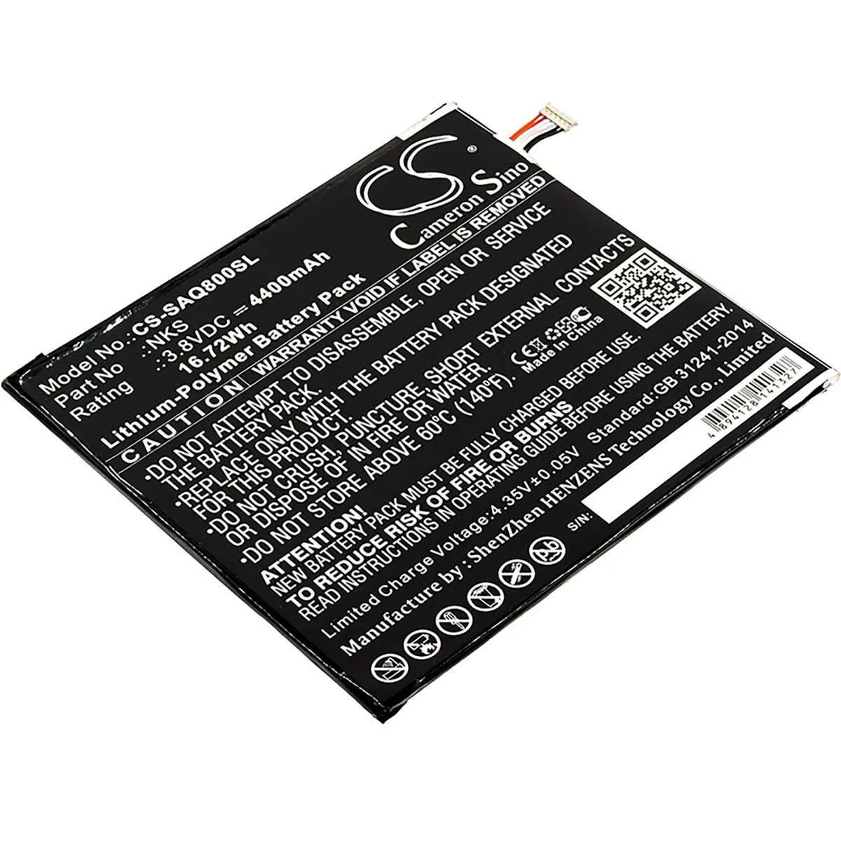 Cameron &amp; Co Cameron &amp; Co Battery DS-CS-SAQ800SL 3.8V 4.4Ah Li-Polymer Black — product photo