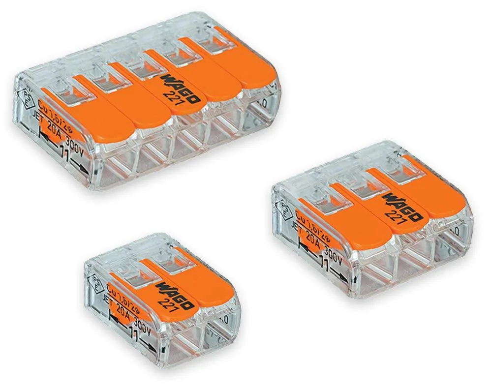 Black WAGO 221 Lever-Nuts assortment box with 175 connectors in three sizes