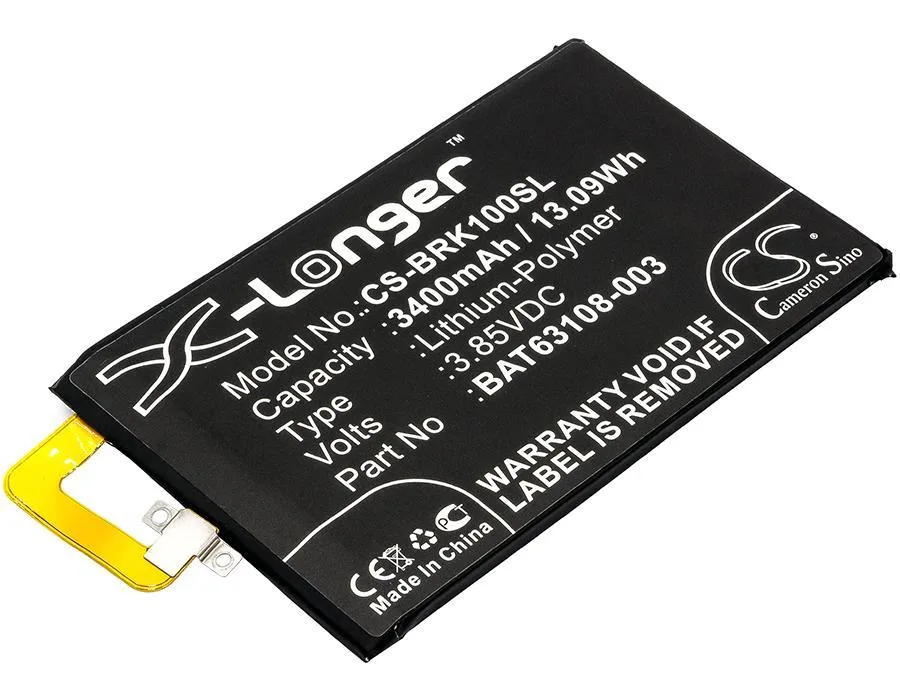 Rectangular BlackBerry replacement battery with gold contacts