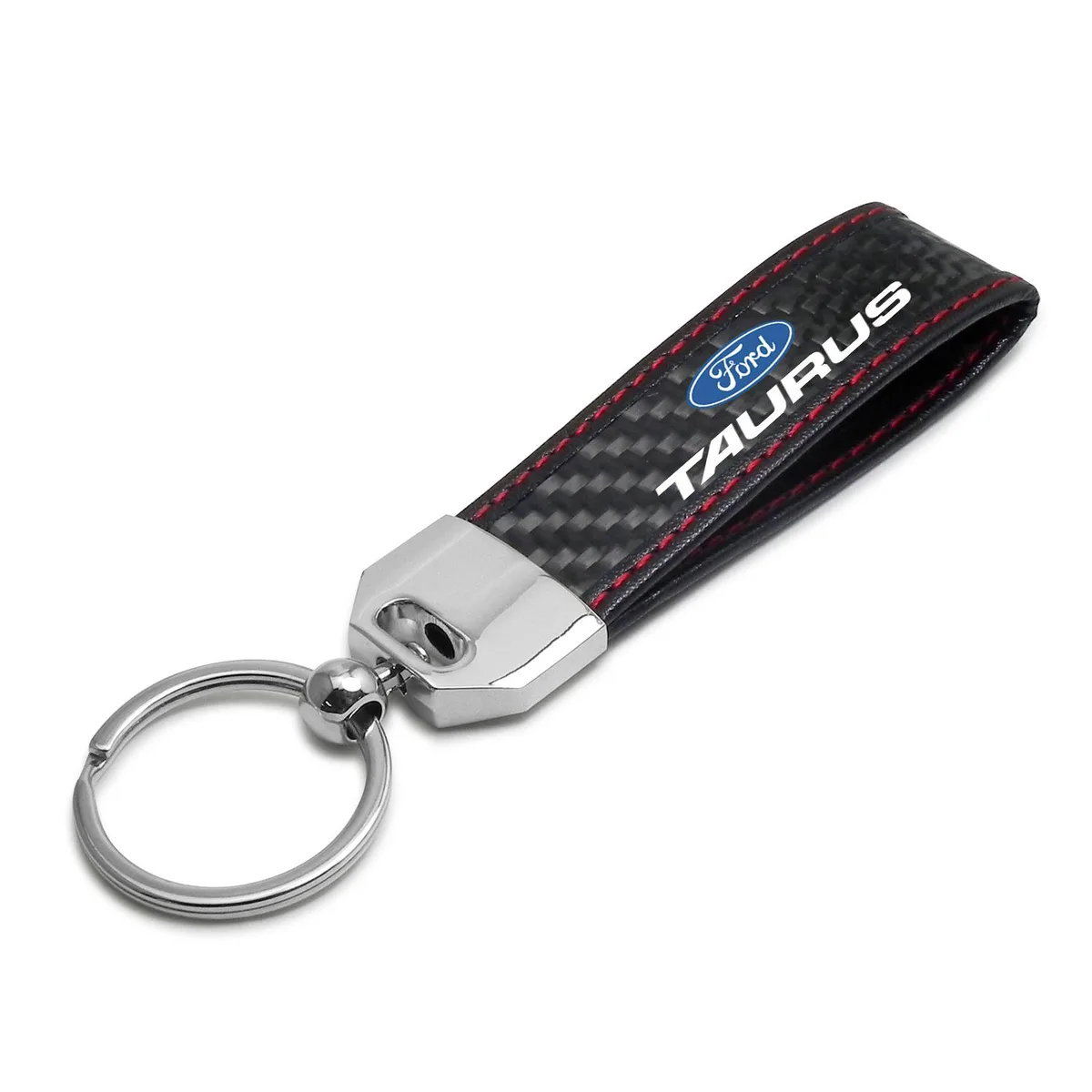 iPick Image, LLC iPick Image, LLC Ford Taurus Carbon Fiber Loop Strap Key Chain Red Stitching — product photo