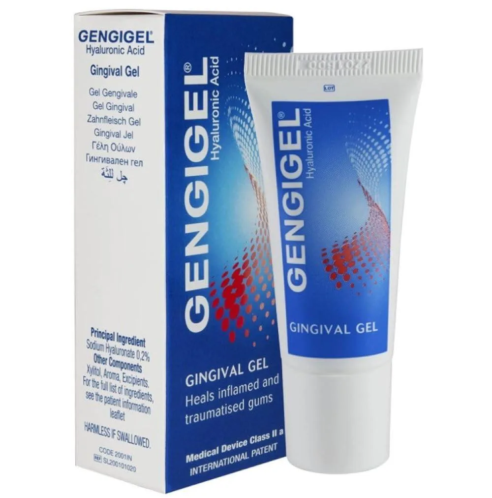 White 20ml oral gel tube on light background