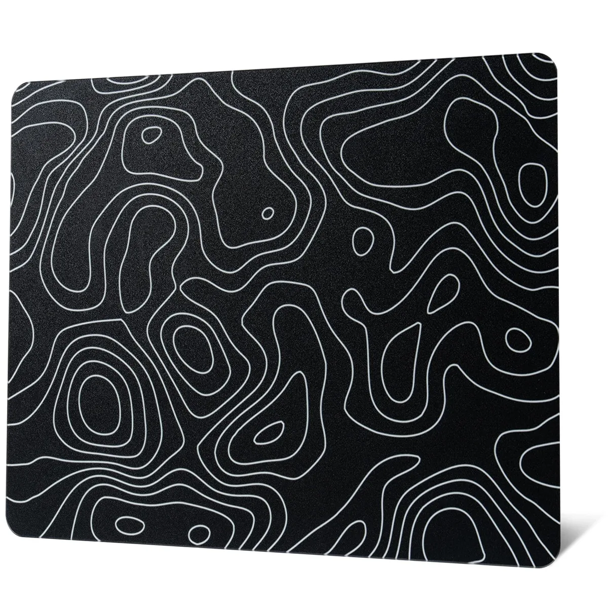 ALSEYE ALSEYE Glass Mouse Pad Black Topographic 410x310mm 3.2mm 2 in 1 accessory — product photo