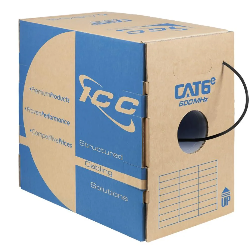 ICC ICC Cat6e UTP CMR Riser 1000ft 23AWG 600MHz Black — product photo