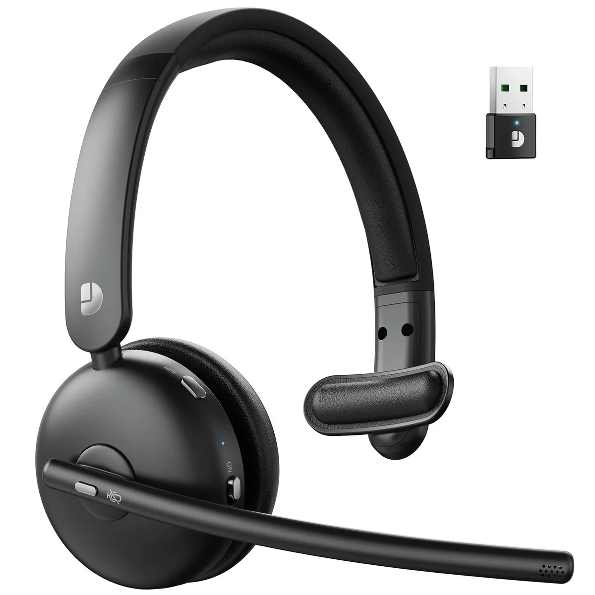  Dytole DY108 Black Wireless Headset AI Noise Cancelling 65H Battery USB Dongle Bluetooth 5.3 — product photo