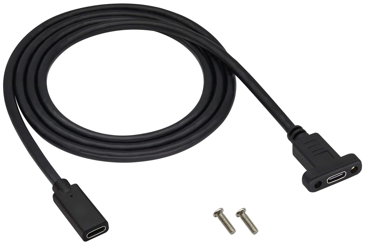 BUCIER BUCIER USB 3.1 Type C Female Panel Mount Screw Hole Cable 1m 10Gbps 4K 60Hz — product photo