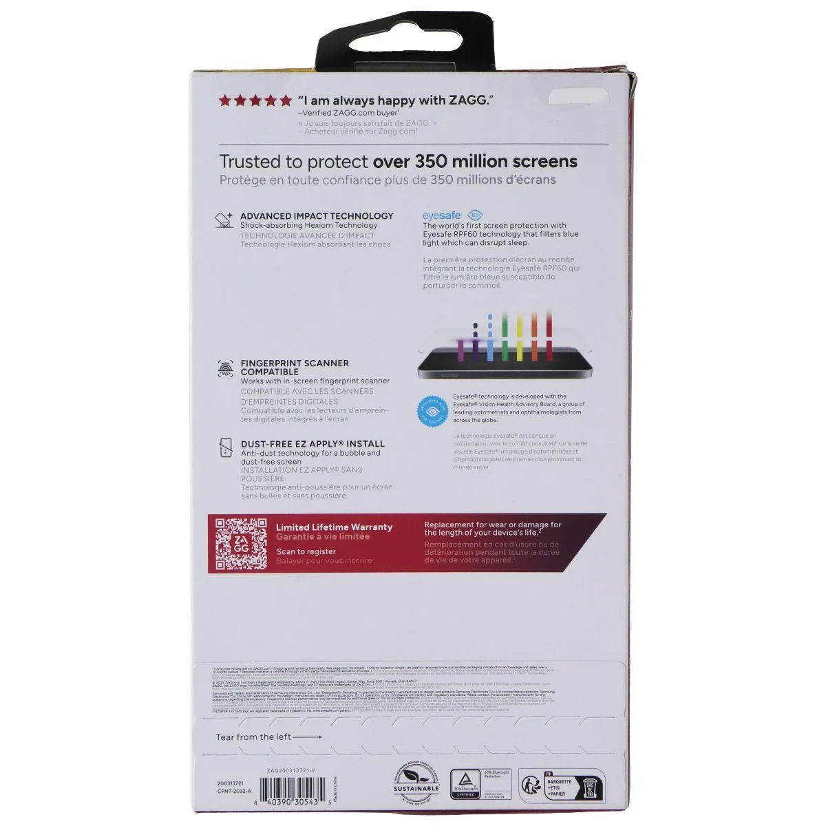 ZAGG ZAGG Invisible Shield Fusion XTR3 Screen Protector Samsung Galaxy S24+ 100% recycled RPF60 — product photo