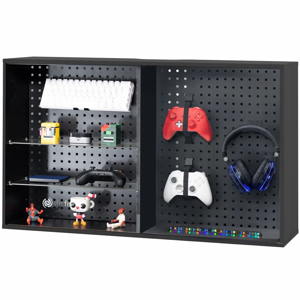 VIVO VIVO Life Finds Pegboard Cabinet with Glass Door, Black — product photo