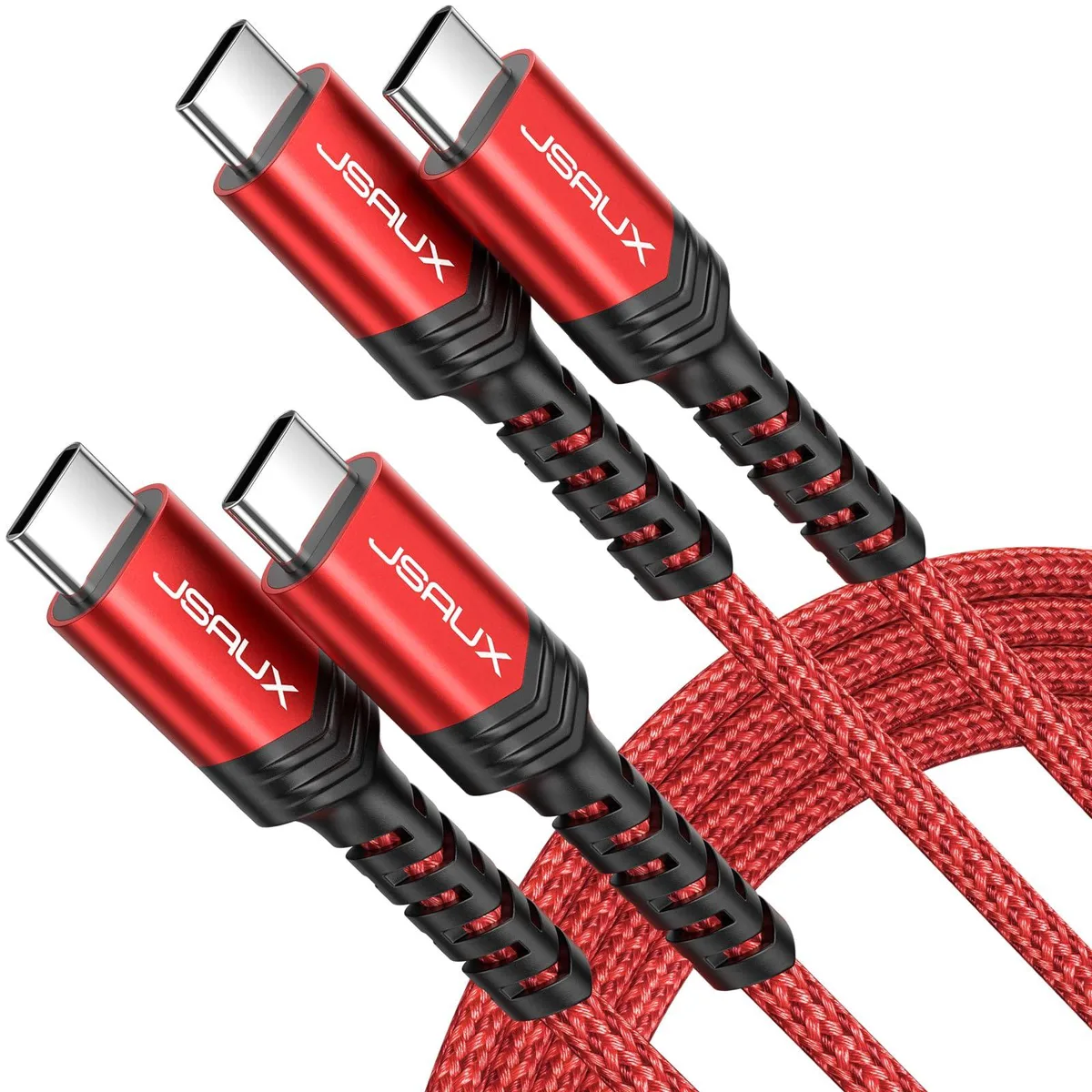  JSAUX CC0020 Samsung Gala USB C to USB C Cable 2-Pack 6.6FT 100W 5A Red — product photo