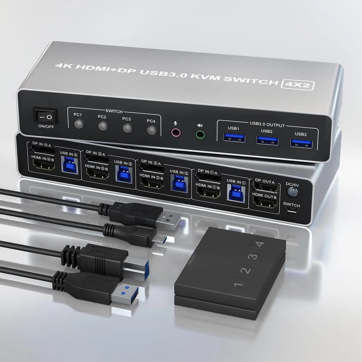 Vszerda Vszerda DKM402C-USB3.0-NEW KVM Switch 4-Port Dual Monitor 4K@60Hz — product photo