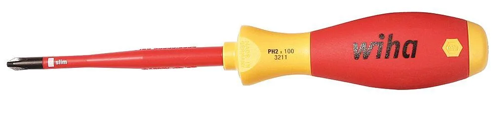 WIHA insulated Phillips #1 screwdriver with black oxide shank and handle, 204 mm overall length