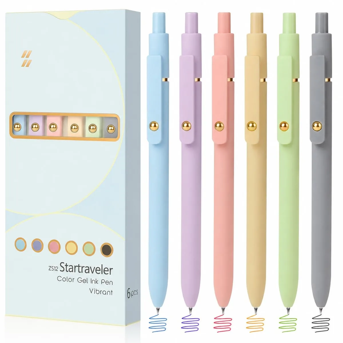  FIOVER 6 Pack Gel Pens 0.7mm Blue Leather — product photo