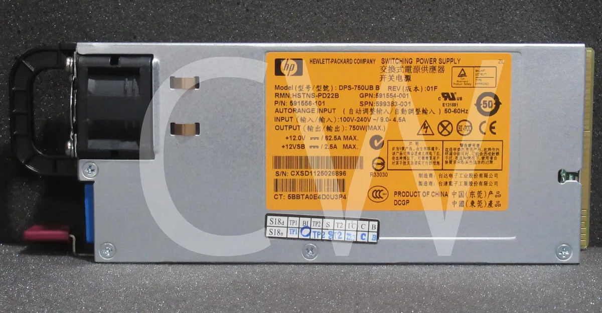 HP HP 750W Common Slot Platinum server power supply 593831-B21 — product photo