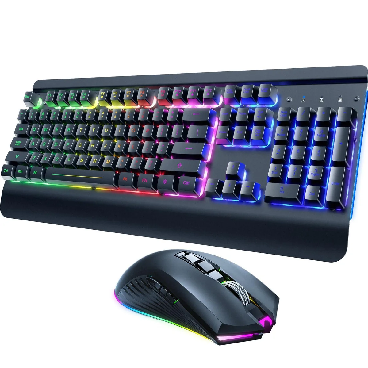  RisoPhy PC428 Wireless Gaming Keyboard and Mouse Combo 7 Color Backlit 3200 DPI Metallic — product photo
