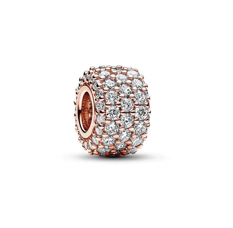 PANDORA PANDORA Sparkling Pave Triple-row Charm 14k Rose Gold 85 CZ — product photo