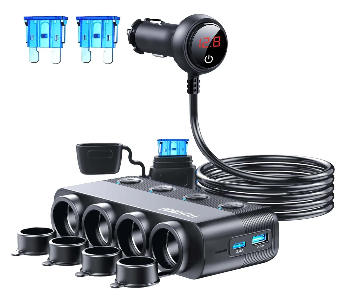  TESSAN 216W 4 Socket Cigarette Lighter Splitter 12V/24V — product photo