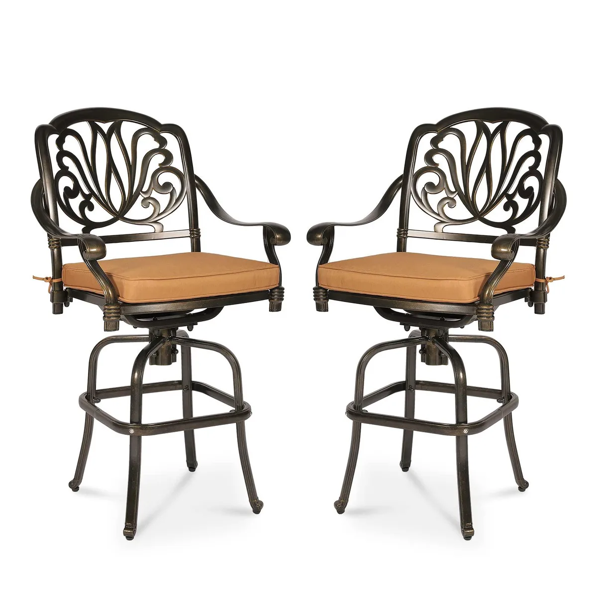 MEETWARM MEETWARM 2-Piece Swivel Bar Stools Dark Bronze — product photo