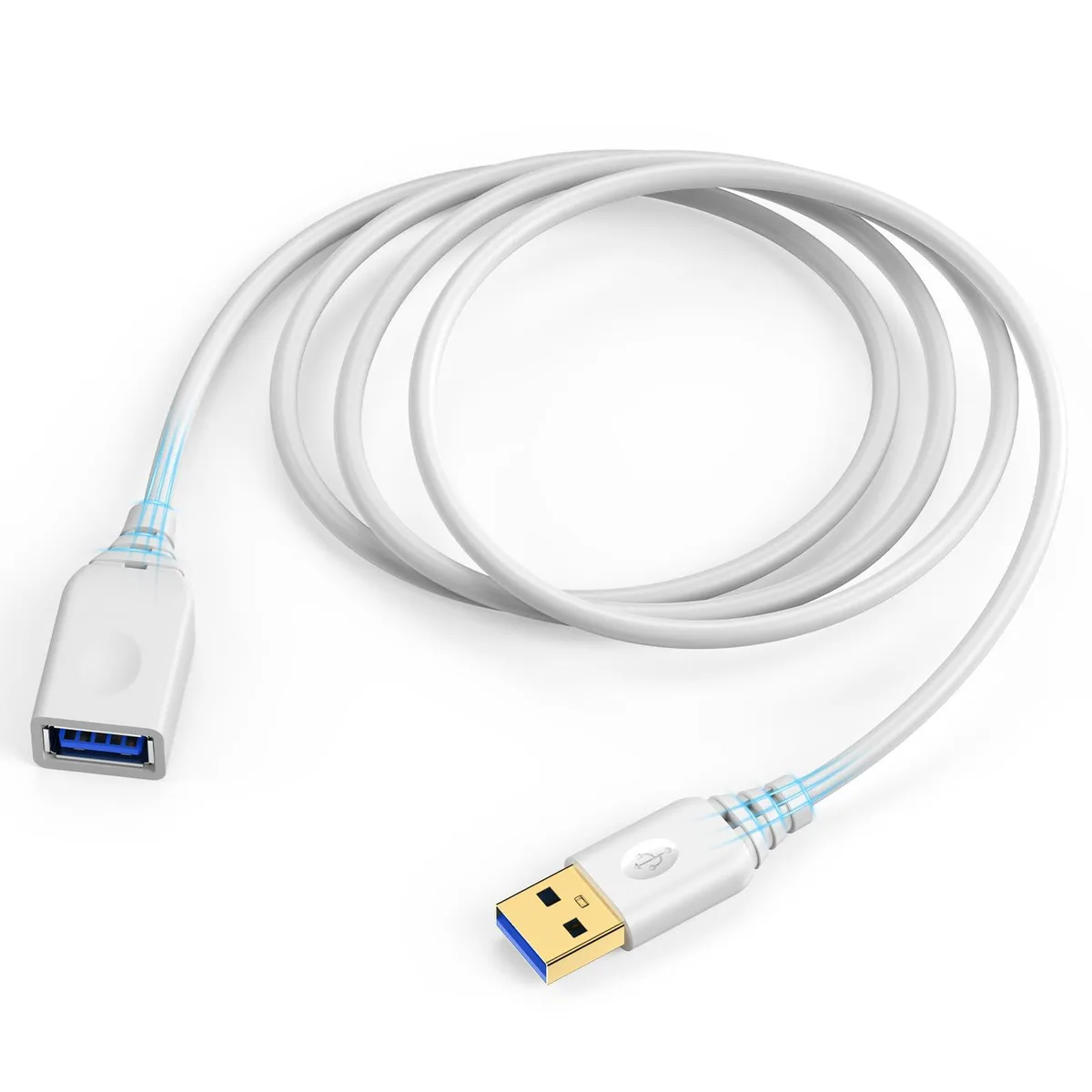  HopePow USB 3.0 Type A Male-to-Female Extension Cable 6ft White 5Gbps — product photo