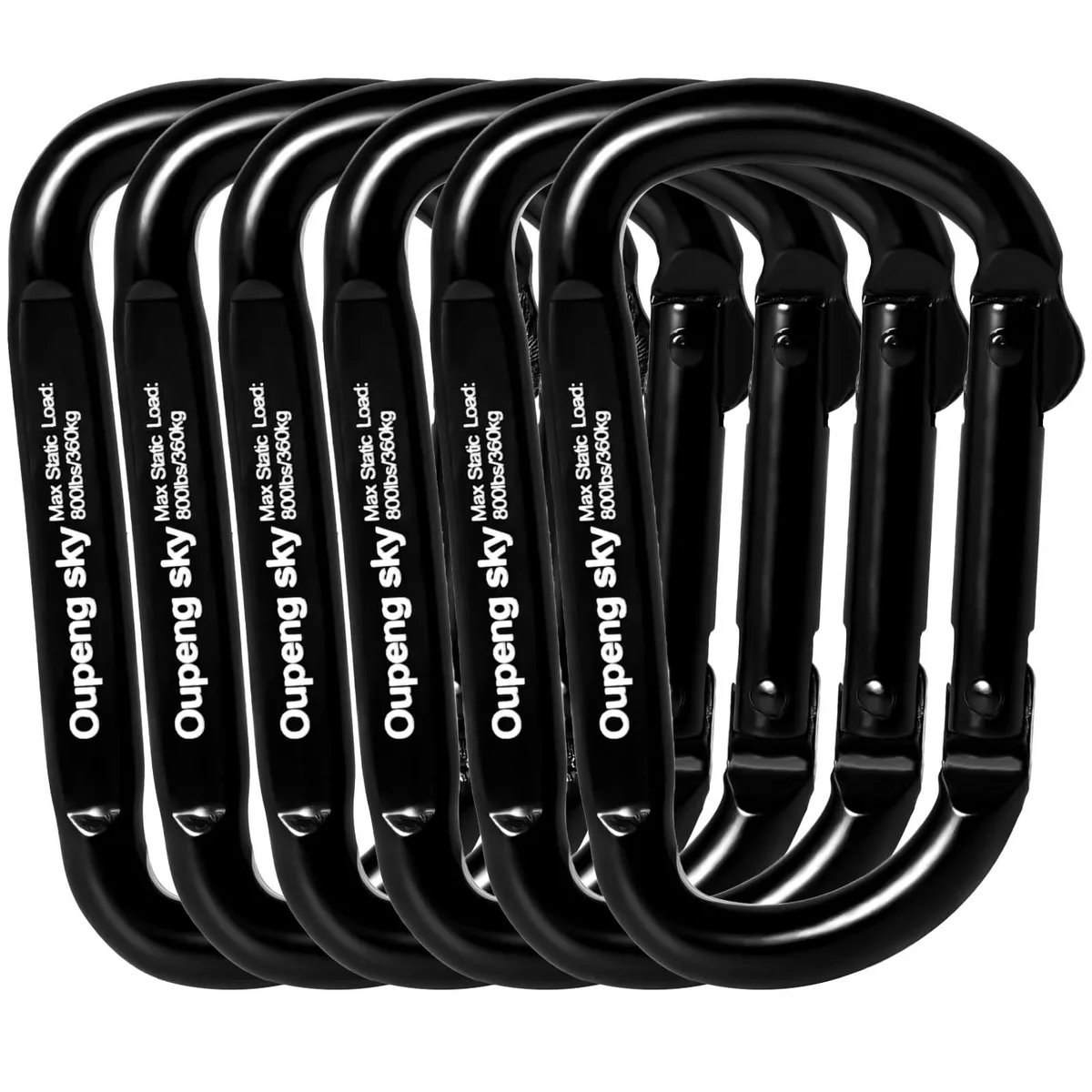  Oupeng sky Iron Carabiner 6 pcs 2.5 in 800 lbs Black — product photo