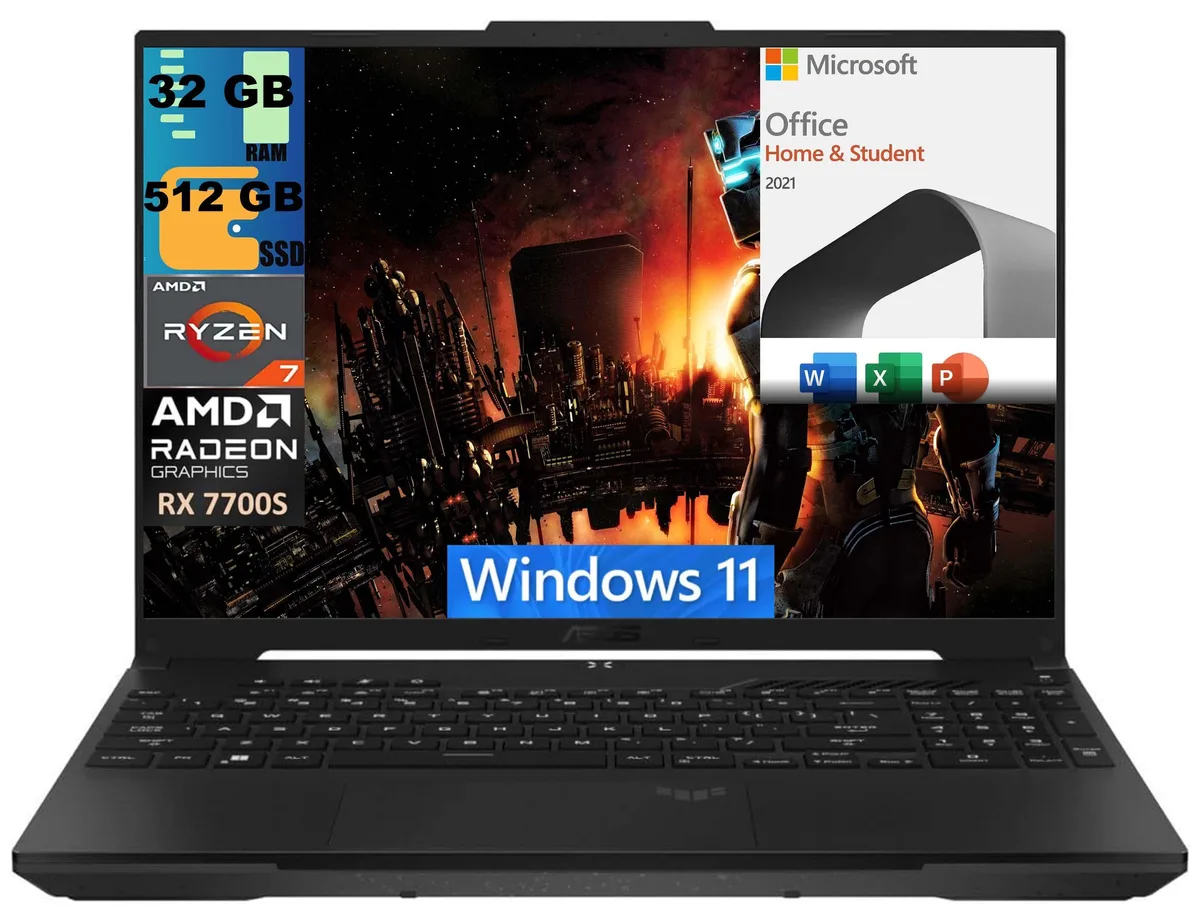 ASUS ASUS TUF A16 gaming laptop 16.0" 165Hz Ryzen 7 7735HS Radeon RX 7700S 8GB 32GB 512GB — product photo