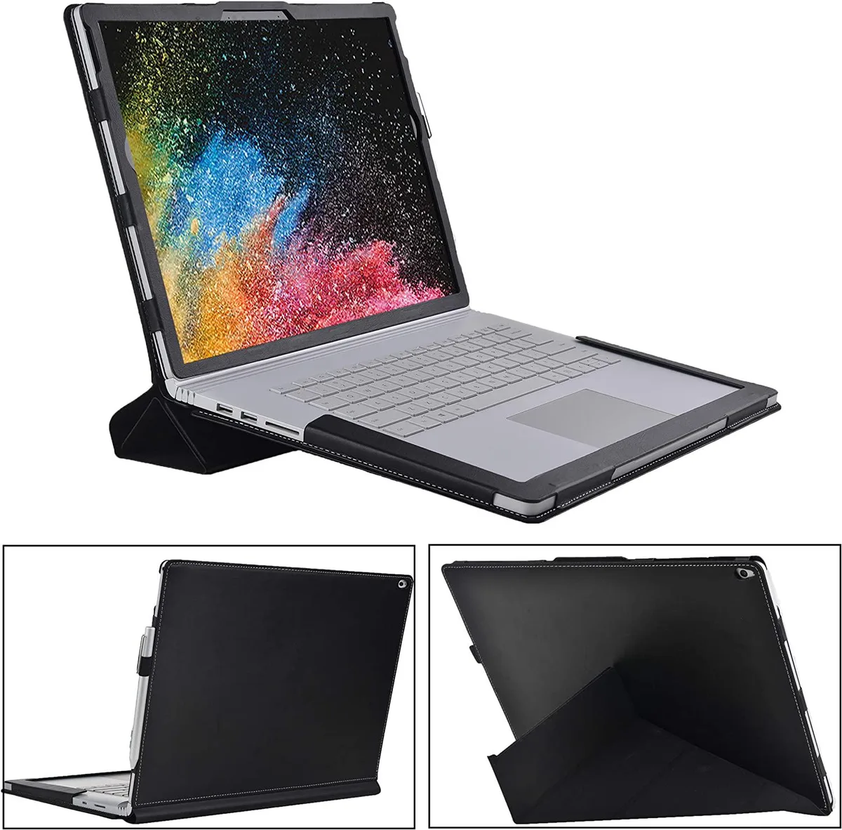 Werleo Werleo 15 inch Surface Book Detachable PU Leather Case with Kickstand and Pencil Holder Black — product photo