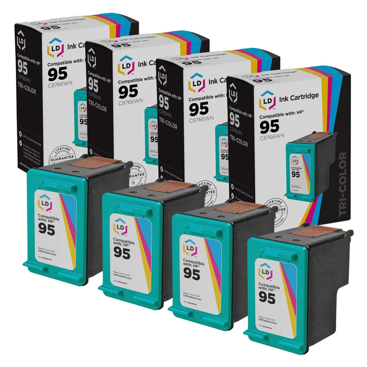 LD Products LD Products HP 95 C8766WN Tri-Color Ink Cartridge 4-Pack 350 Pages — product photo