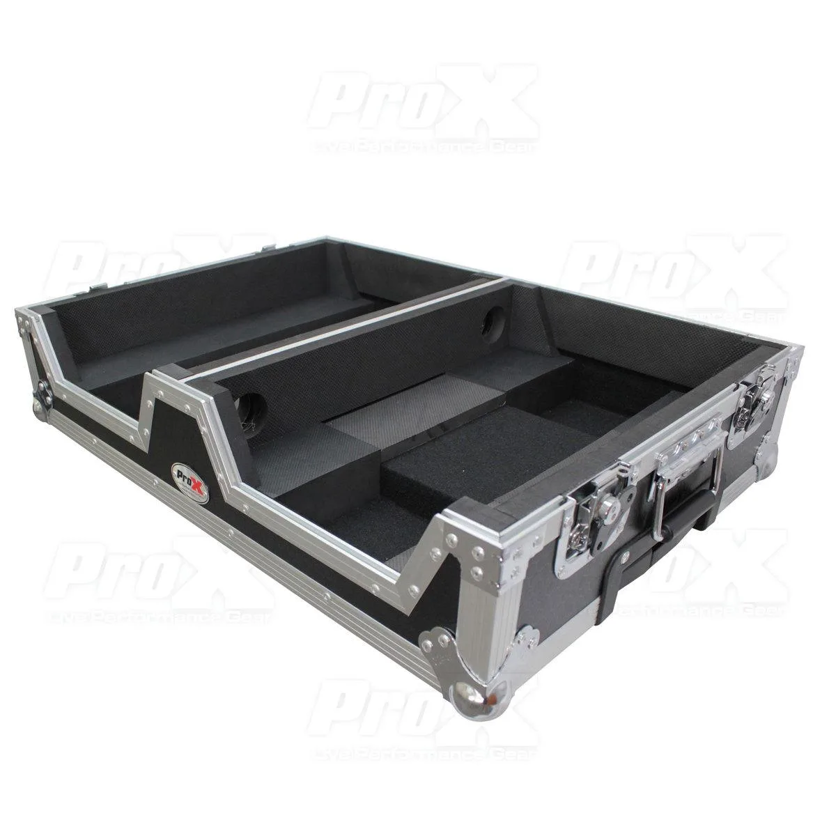 ProX ProX XS-SCDM12W DJ CD Player and 12" Mixer Case, Silver on Black — product photo