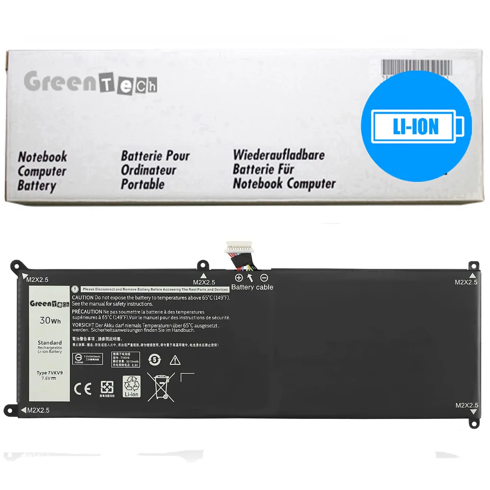NShi NShi 7VKV9 laptop battery 7.6V 30WHR 3947mAh 4 cell for Dell XPS 12 9250 Latitude 12 7275 — product photo