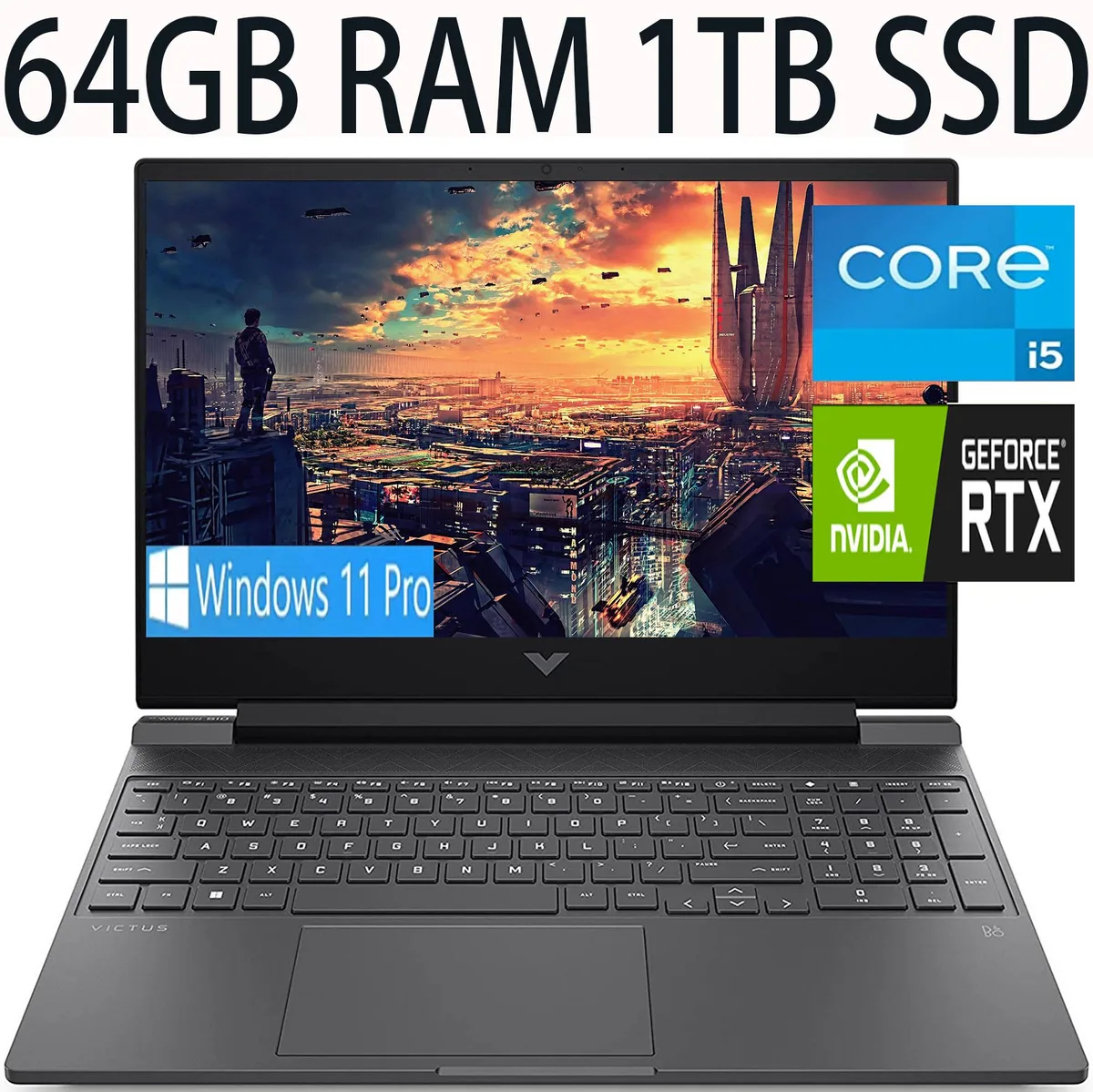 HP HP Victus 15 gaming laptop i5-12500H RTX 3050 64GB 1TB Silver — product photo