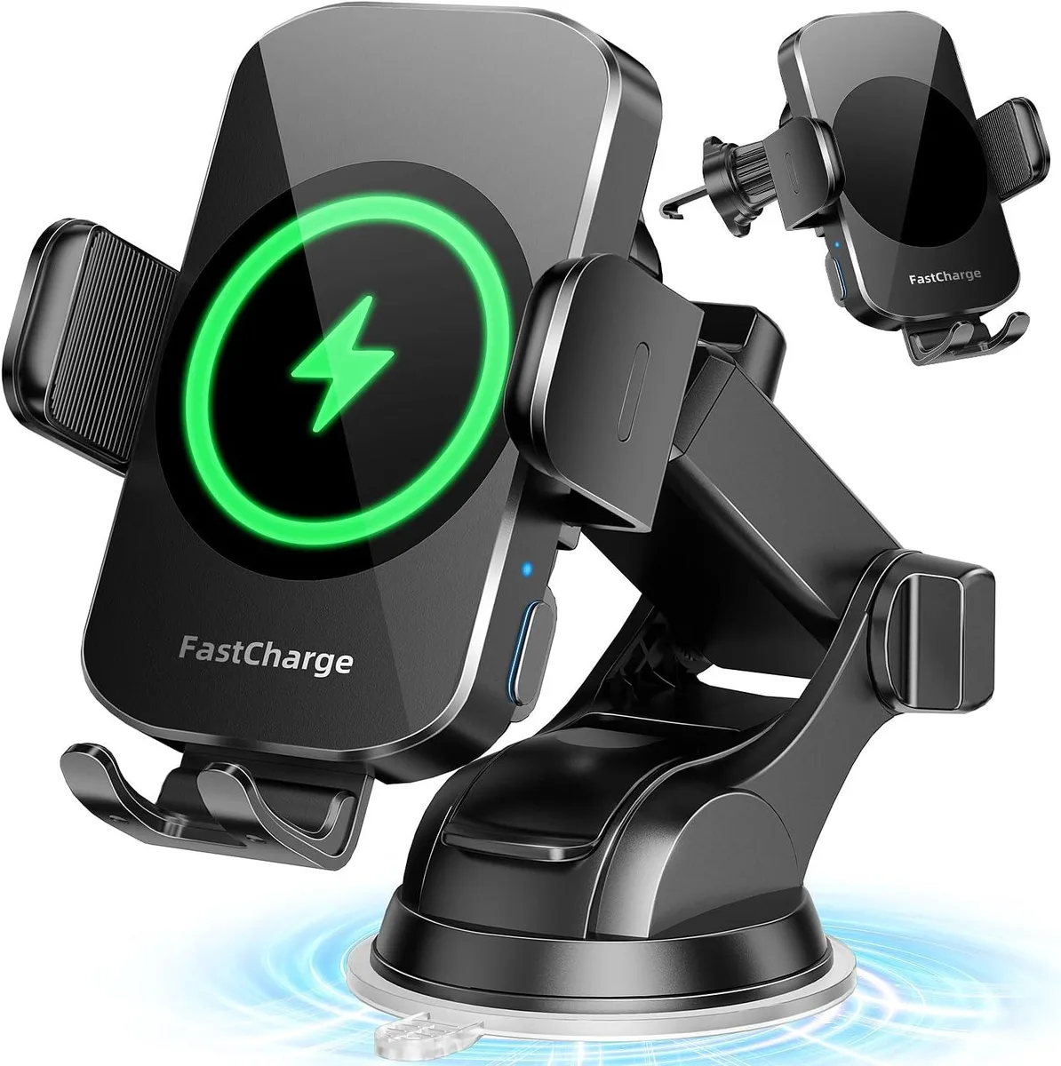 Luisport Luisport 3-in-1 Wireless Car Charger Mount 15W Auto-Clamping Black — product photo