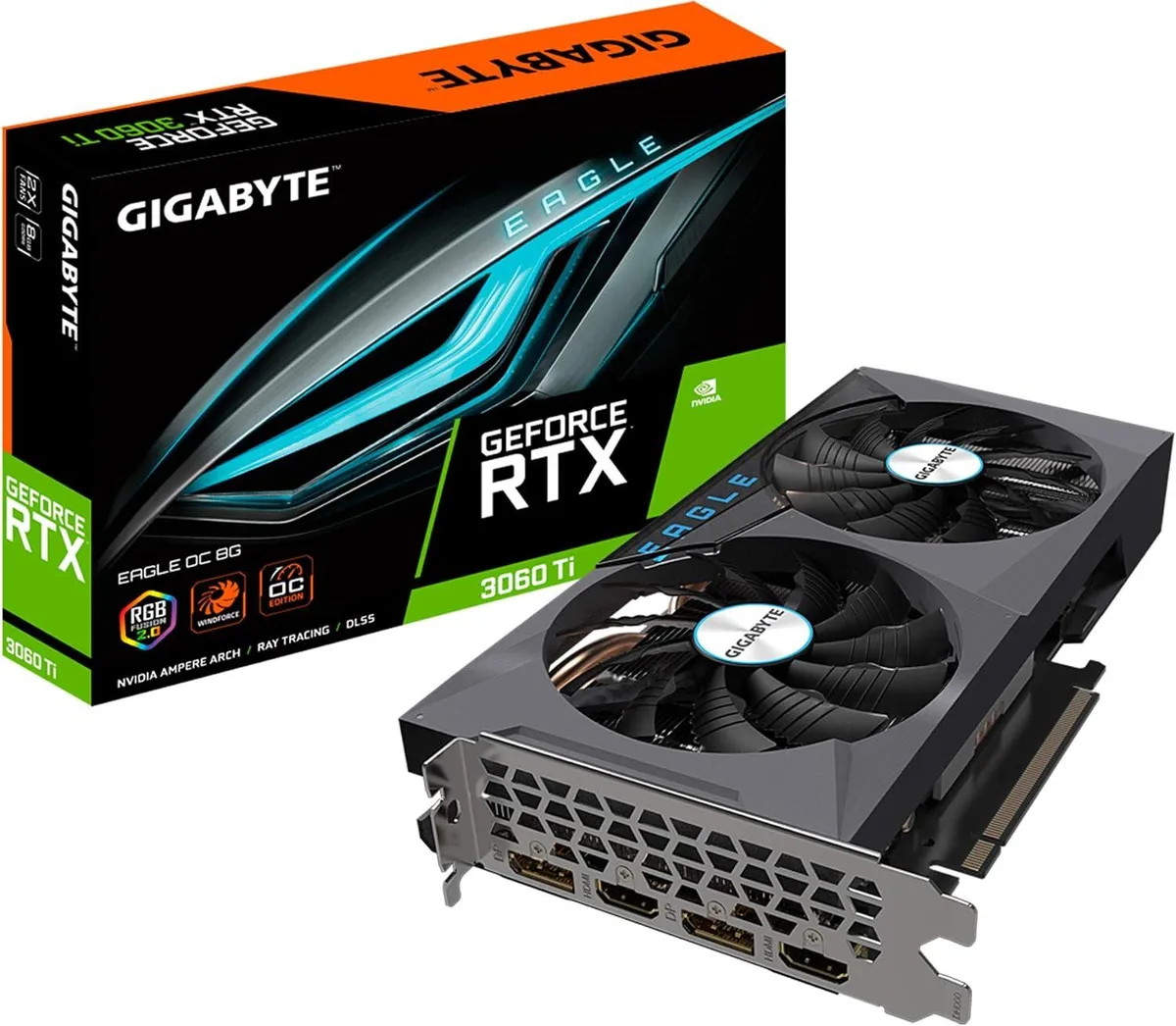 GIGABYTE GIGABYTE GeForce RTX 3060 Ti EAGLE OC 8GB graphics card — product photo