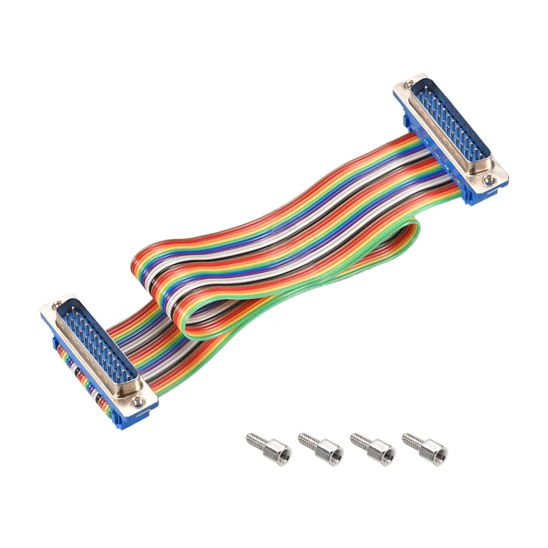 Unique-Bargains Unique-Bargains DB25 Male to Male Rainbow Ribbon Cable 25 Pin 2.54mm Pitch 11.8in — product photo