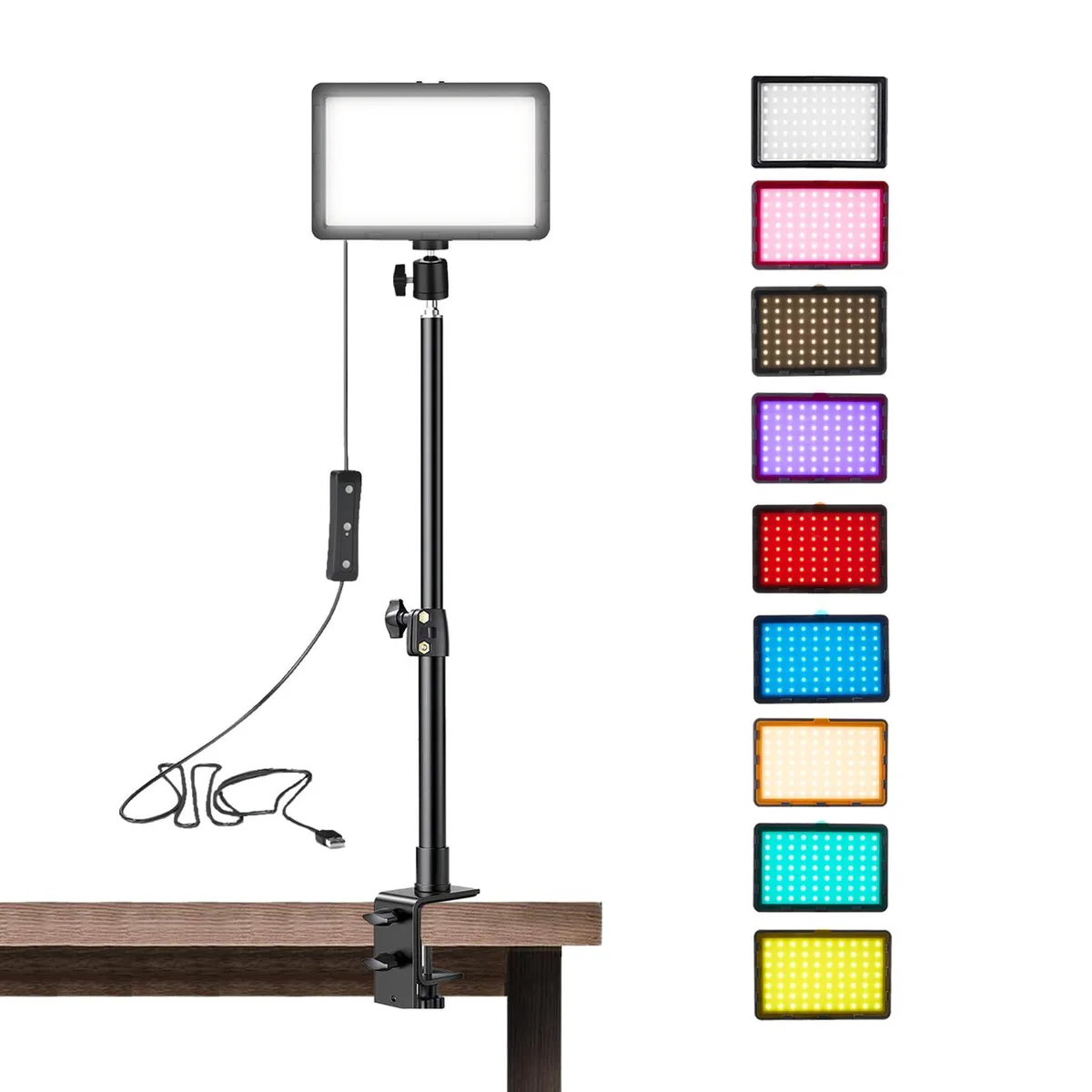  Neewer PB004 LED Desk Key Light with C-Clamp Stand 9 Color Filters — product photo