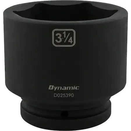 Black phosphate 1 inch drive socket with six point opening and laser etched size markings