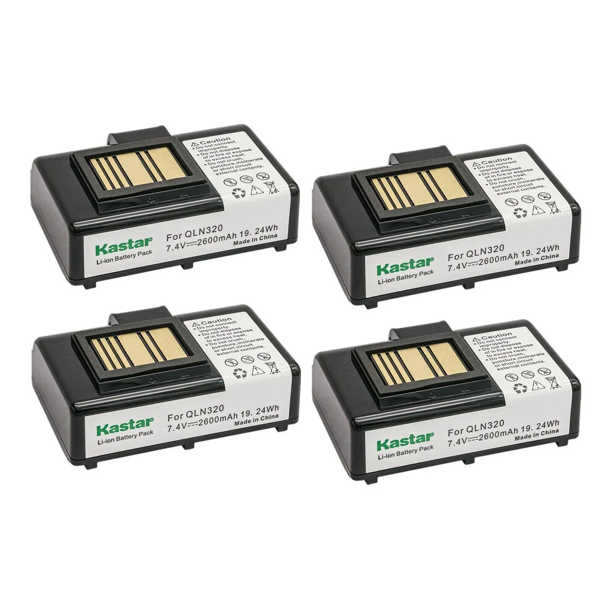 Kastar Kastar QLN320 4-pack camera battery 7.4V 2600mAh 19.24Wh — product photo