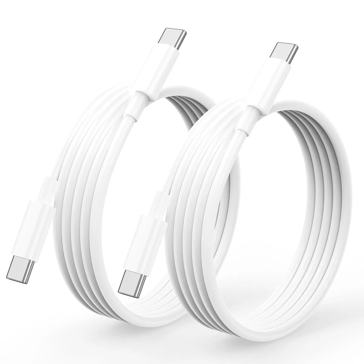 Two white USB-C to USB-C cables coiled side by side
