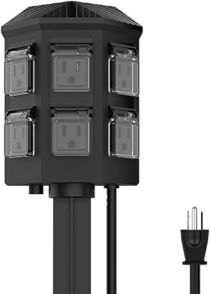 usbroway usbroway Outdoor Power Strip Timer, 6 Outlets, 11 Functions, 6 ft Cord — product photo