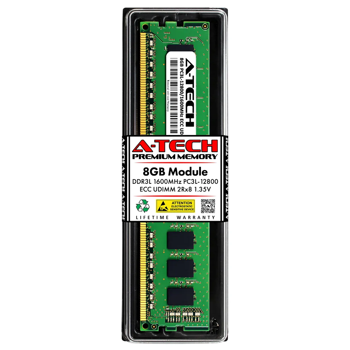 A-Tech A-Tech 8GB 2Rx8 PC3L-12800E DDR3/DDR3L 1600MHz ECC UDIMM 1.35V 240-Pin Server RAM — product photo