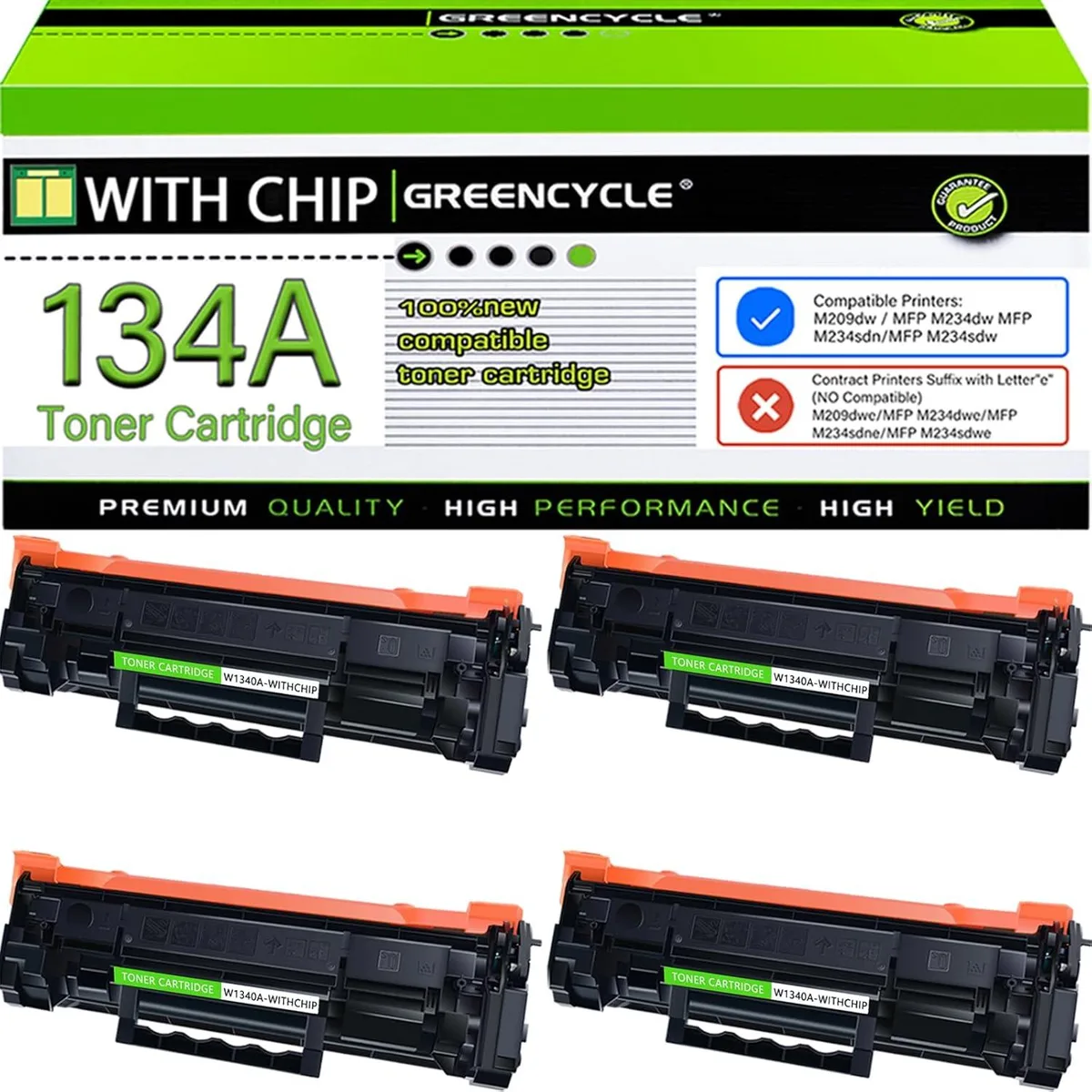 GREENCYCLE GREENCYCLE 134A Black Toner Cartridge 4-Pack 1100 Pages — product photo