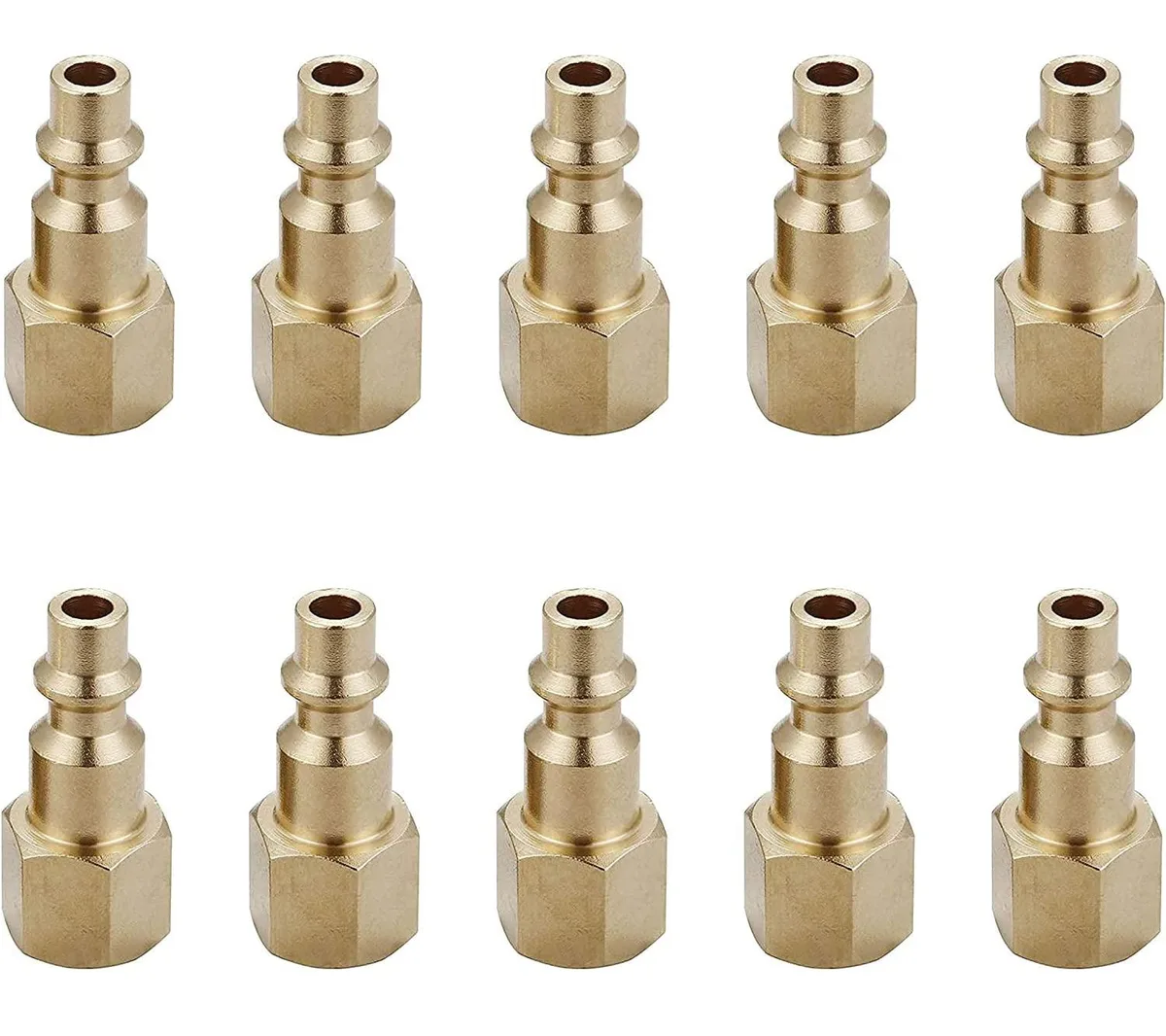 T TANYA HARDWARE Brass Female Air Plug 10 Piece Industrial Type D 1/4 Inch NPT — product photo