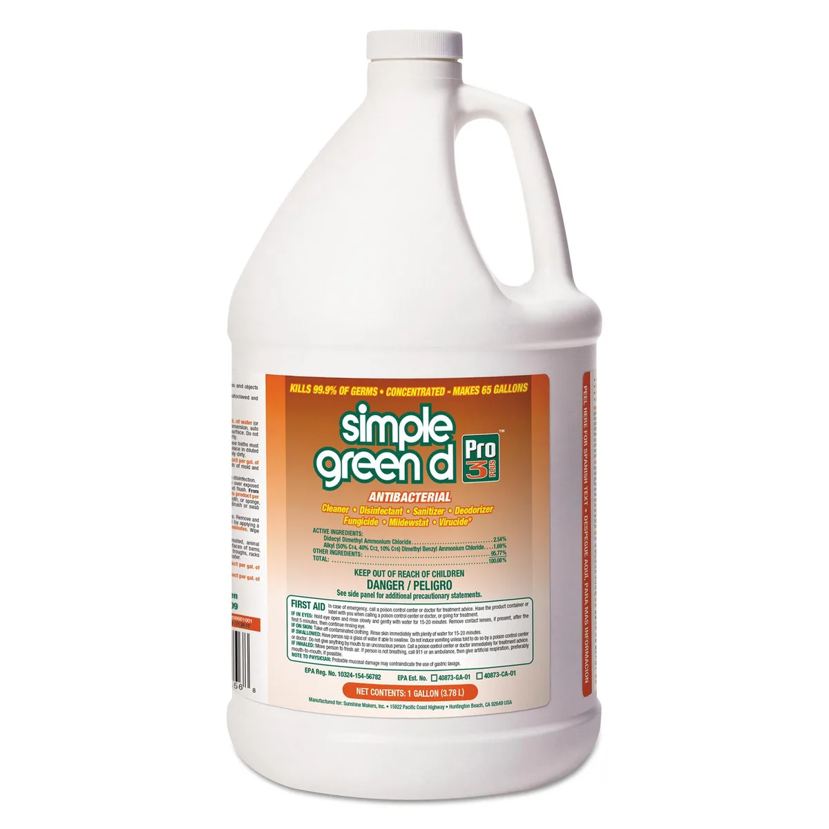 simple green Simple Green d Pro 3 Plus Antibacterial Concentrate Herbal 1.00 gal 6/CT — product photo