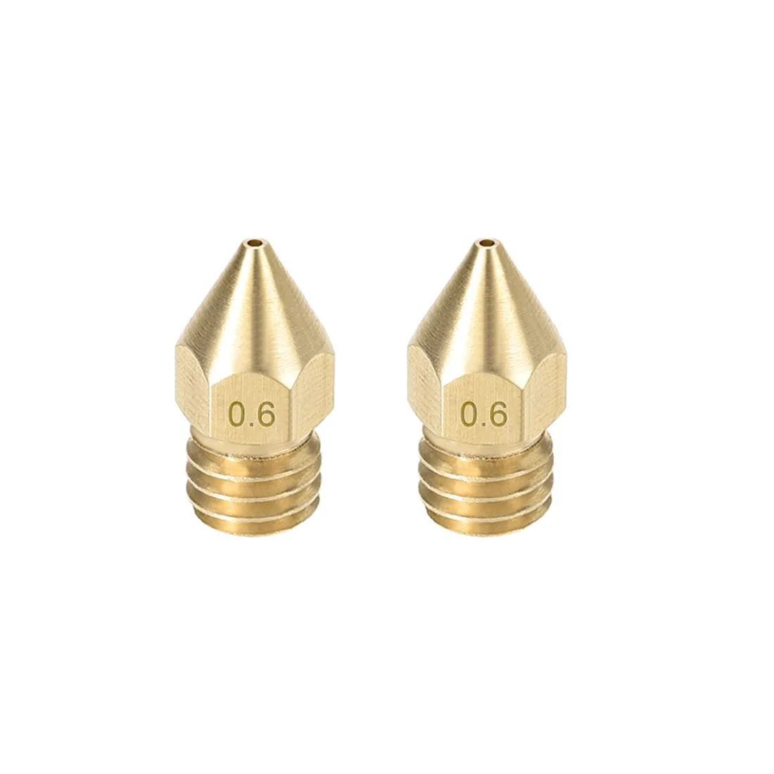 Unique-Bargains Unique-Bargains 2pcs Brass MK8 Nozzle 0.6mm 1.75mm M6 3D Printer — product photo