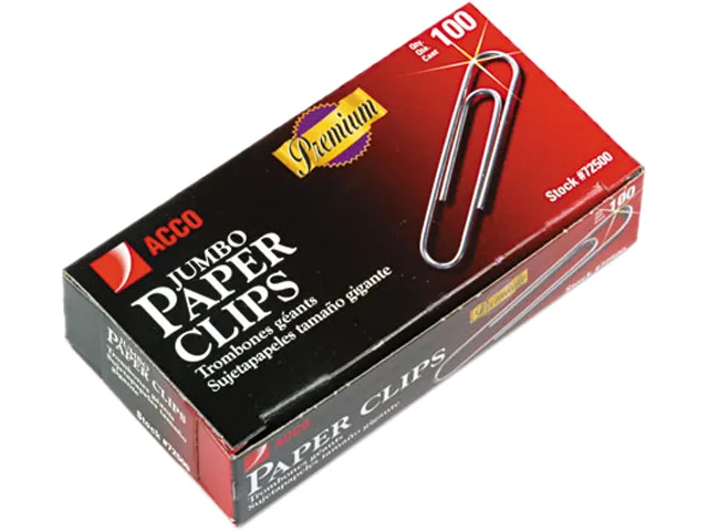 ACCO ACCO 72500 Jumbo Paper Clips, Silver, 1000/Pack — product photo