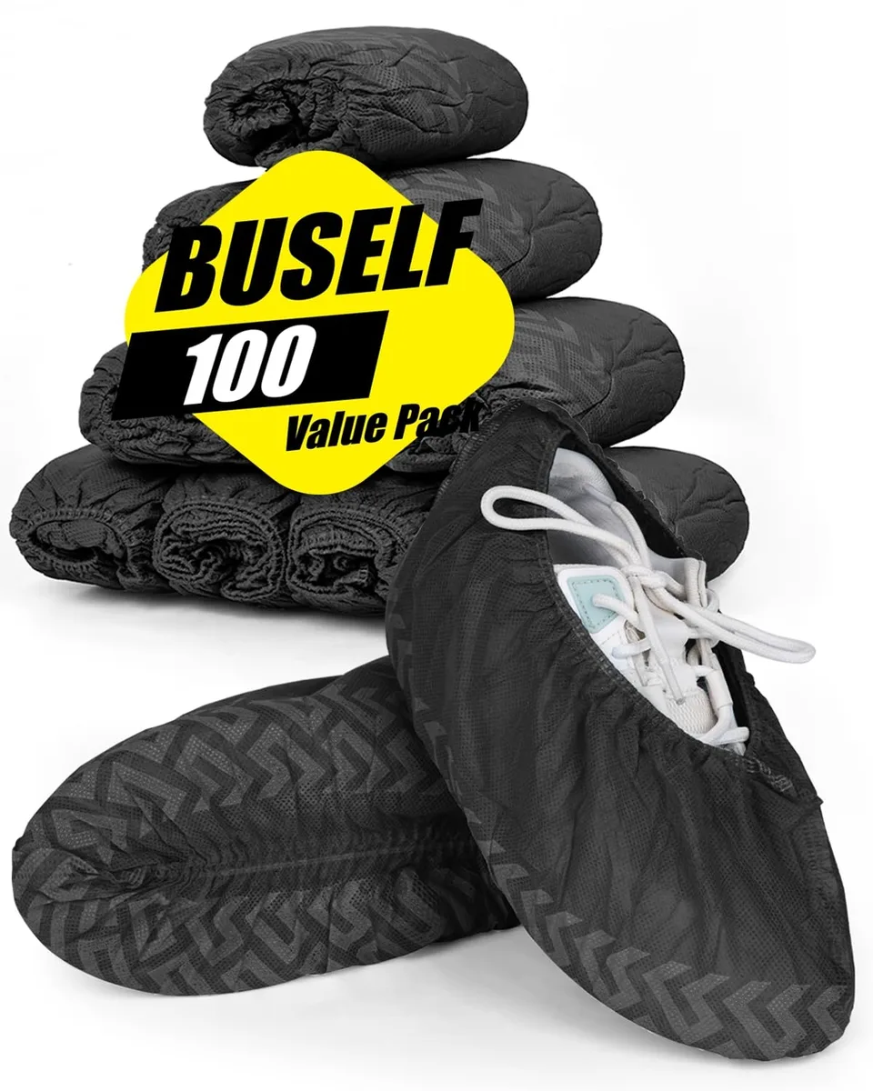 Buself Shoe Covers 100ct XL Black Fits Men 13 — product photo