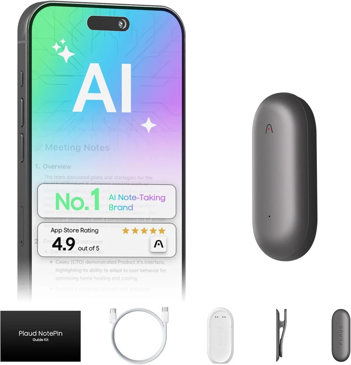 BFKK BFKK NotePin AI Voice Recorder 64GB Cosmic Gray office equipment — product photo