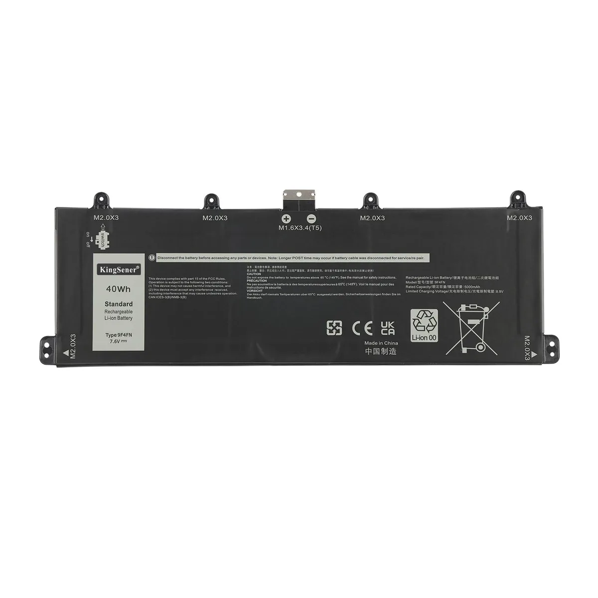 KingSener KingSener 9F4FN laptop battery 7.6V 40WH 5000mAh — product photo