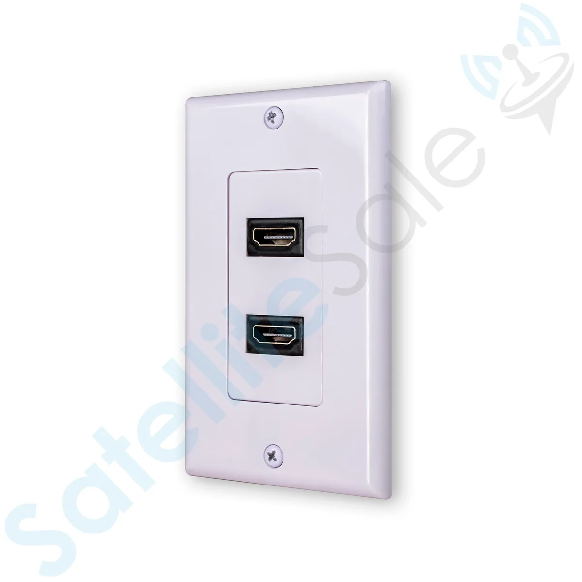 SatelliteSale SatelliteSale HDMI 1.4 Dual Wall Plate 10.2Gbps 4K/30Hz White With Screws And Wall Bracket — product photo