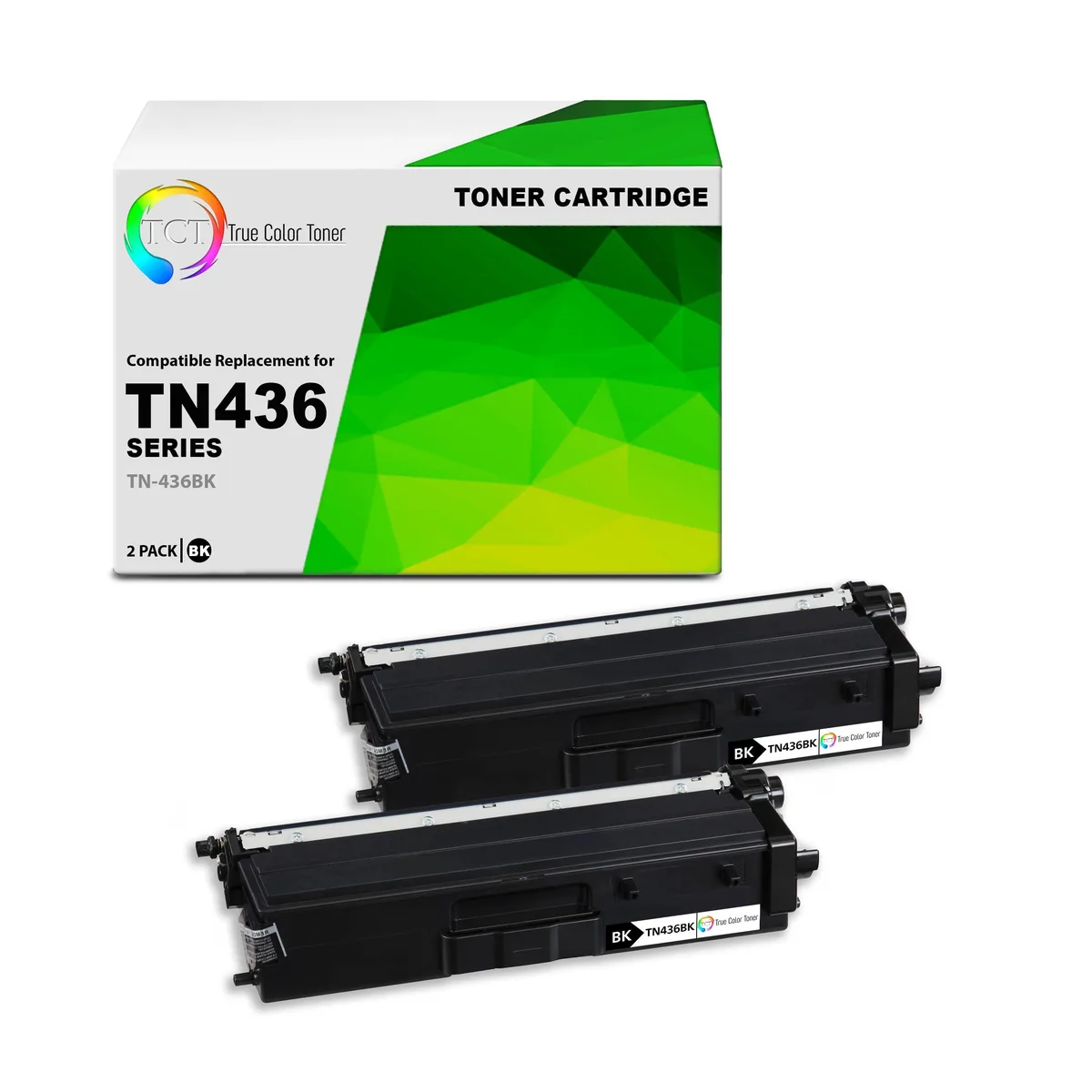 True Color Toner True Color Toner TN-436BK Black Toner Cartridge 2 Pack 6500 Pages — product photo