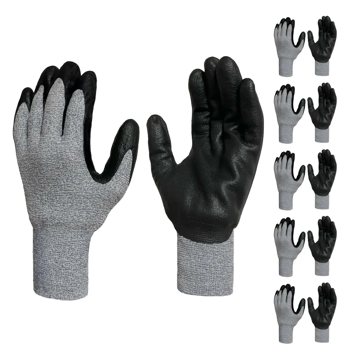 Hitrons Solutions Hitrons Solutions Grey Span-Nylon Glove Black Nitrile Foam Palm M 5 pairs — product photo