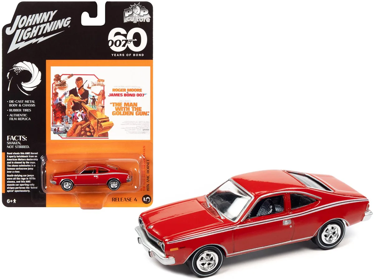 JOHNNY LIGHTNING JOHNNY LIGHTNING 1974 AMC Hornet Red 007 James Bond 1/64 Diecast Hobby Collectible — product photo
